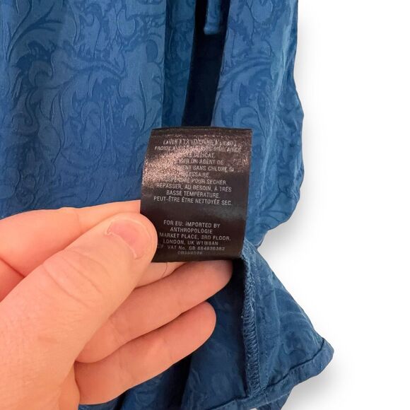 Anthropologie Holding Horses Leyton Open-Shoulder Swing Dress Size Medium Blue - Picture 9 of 11